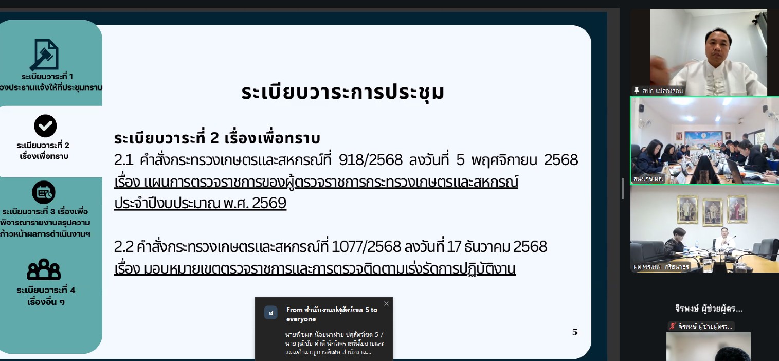 title - หัวหน้าผู้ตรวจราชการ ส.ป.ก.ร่วมประชุมกับผู้ตรวจราชการกระทรวงเกษตรและสหกรณ์ ประจำปีงบประมาณ พ.ศ. 2569 รอบที่ 1 เขตตรวจราชการที่ 15 ณ จังหวัดแม่ฮ่องสอน
